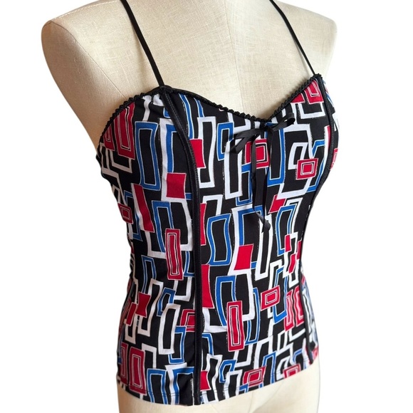 Y2K Corset Style Lace Patterned Baby Tank size Large *Runs Small - Picture 3 of 8